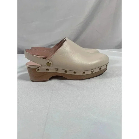 J.Crew Clogs Womens Size 10 Convertible Leather Ivory Heel Strap Chunky Studded - Picture 11 of 11